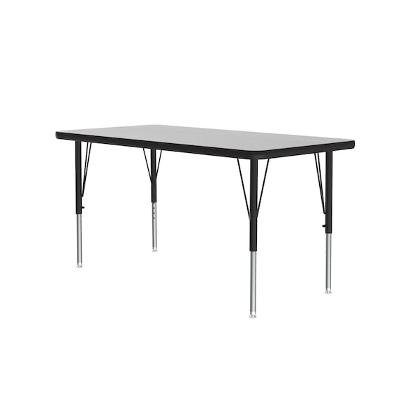Rectangle Adjustable Height Activity Kids School Table, Melamine Laminate, Gray Granite